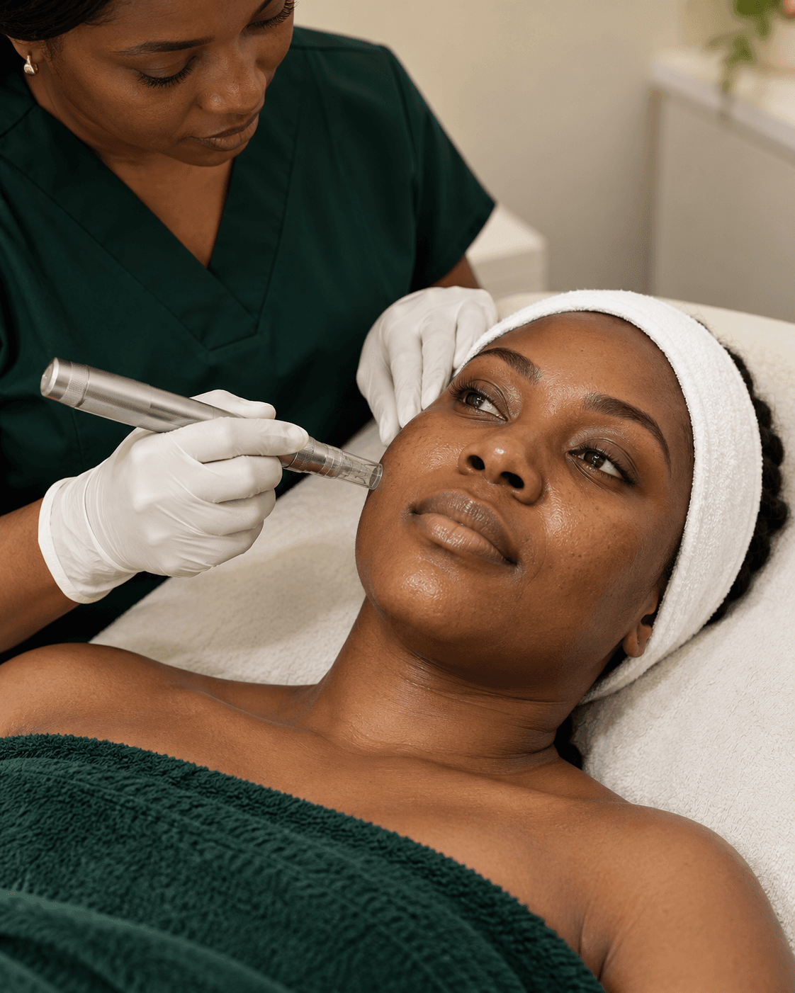 Illustrative preparation for microneedling in a calm treatment room
