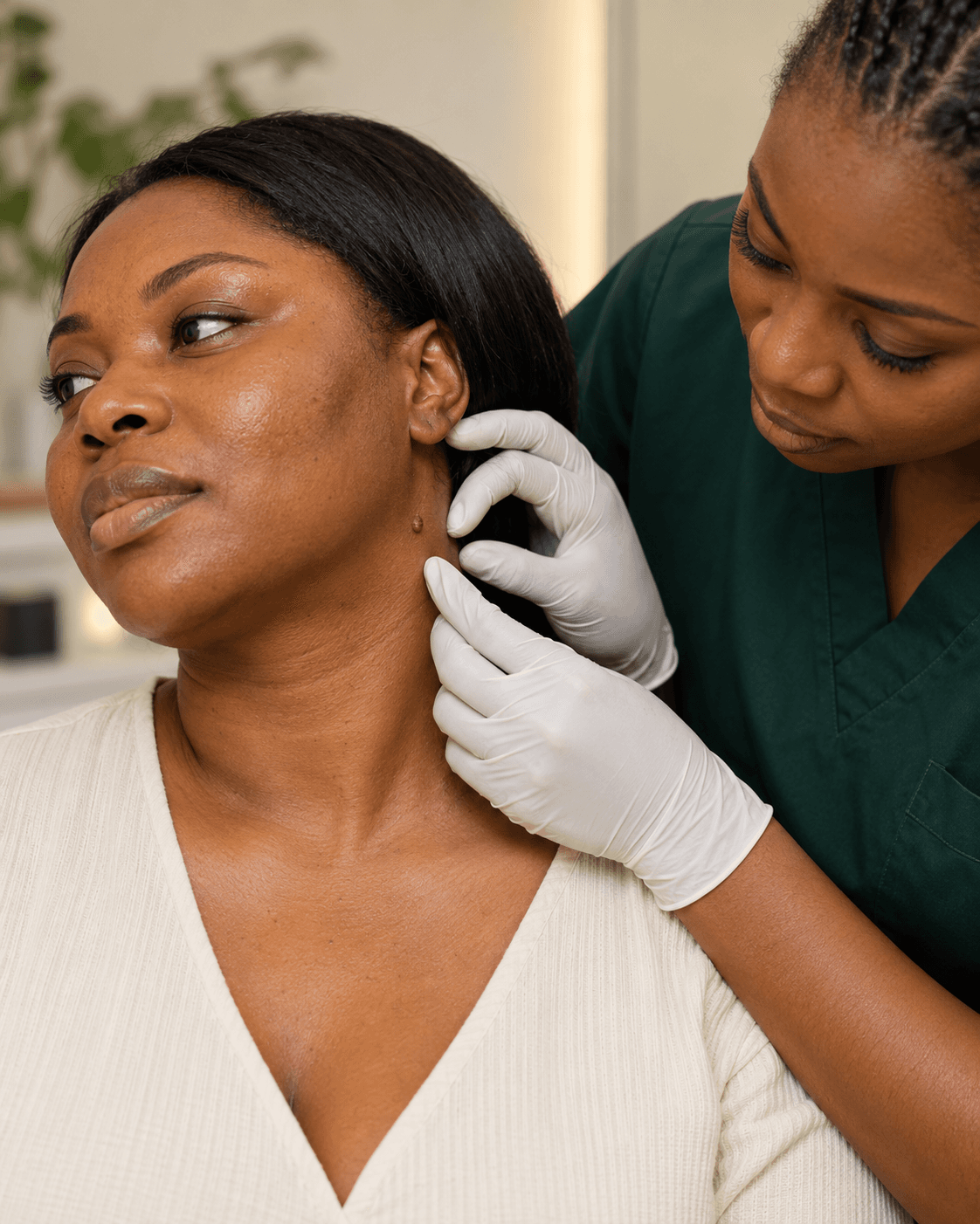 Illustrative assessment of a small skin tag on the side of the neck